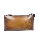 Brown Leather Berluti Clutch