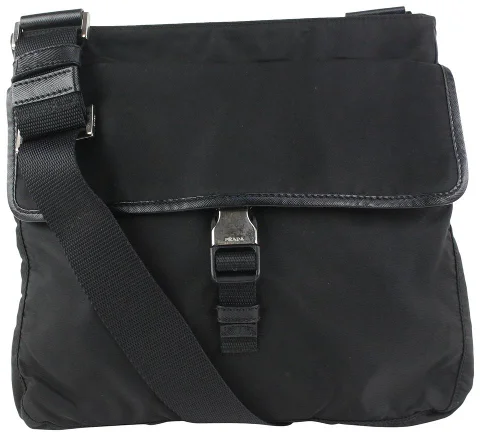 Black Canvas Prada Messenger Bag