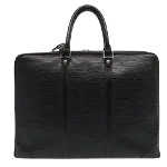 Black Leather Louis Vuitton Porte documents Jour