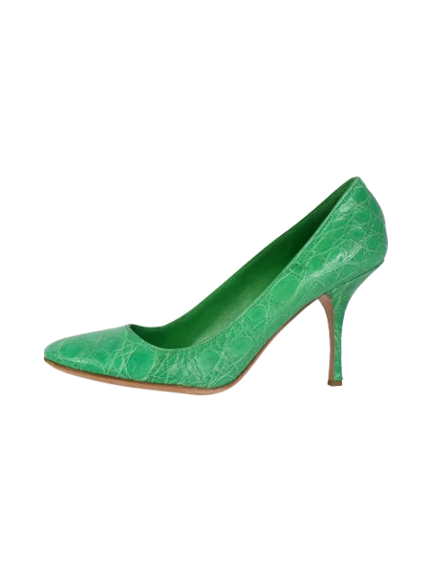 Green Leather Prada Heels