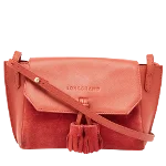 Red Leather Longchamp Crossbody Bag