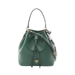 Green Leather Prada Bucket Bag