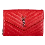 Red Leather Yves Saint Laurent Wallet on Chain