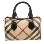 Beige Leather Burberry Boston Bag