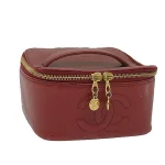 Burgundy Leather Chanel Cosmetic Pouch