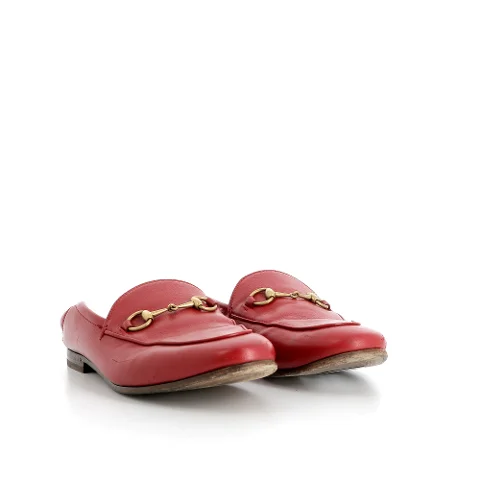 Red Leather Gucci Mules