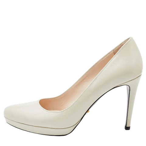 White Leather Prada Heels