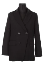 Black Polyester Maje Blazer