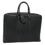 Black Leather Louis Vuitton Porte Documents Voyage