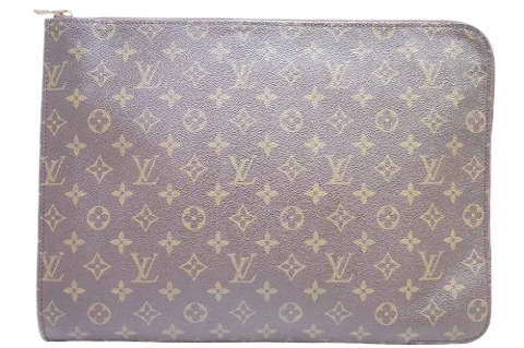 Brown Fabric Louis Vuitton Poche Documents
