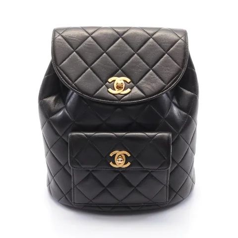 Black Leather Chanel Backpack