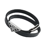 Black Leather Prada Bracelet