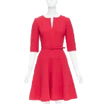 Red Wool Oscar de la Renta Dress