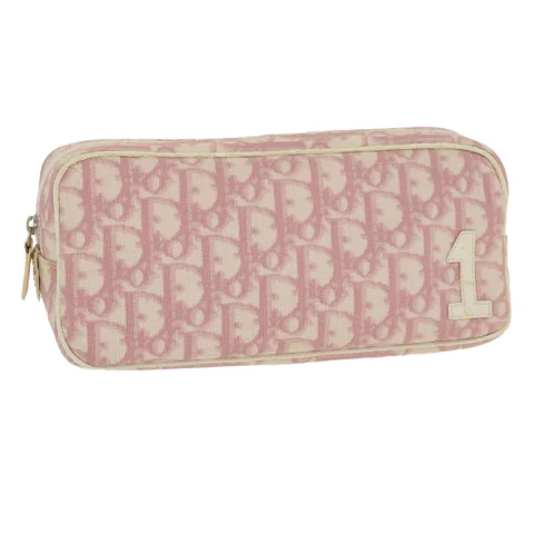 Pink Canvas Dior Cosmetic Pouch