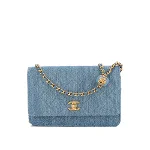 Blue Canvas Chanel Wallet on Chain