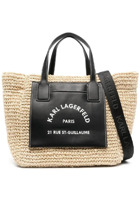 Beige Fabric Karl Lagerfeld Shoulder Bag
