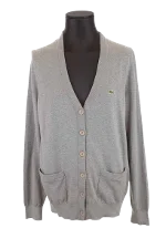 Grey Cotton Lacoste Cardigan