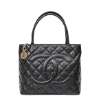 Black Leather Chanel Medaillon