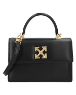 Black Leather Off White Handbag