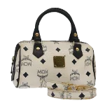 White Canvas MCM Handbag