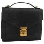 Black Leather Louis Vuitton Monceau