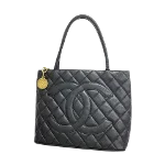 Black Leather Chanel Medaillon