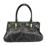 Black Leather Bottega Veneta Handbag