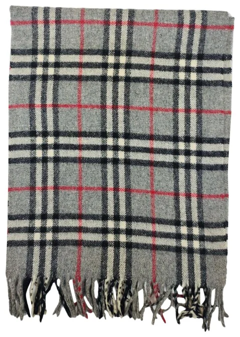 Burberry Grey Nova Check Lambs Wool Classic Scarf 863538