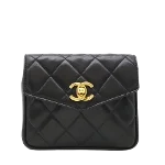 Black Leather Chanel Belt Bag