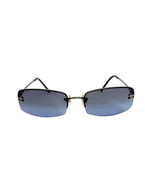 Blue Stainless Steel Chanel Sunglasses