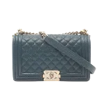 Green Leather Chanel Boy Bags