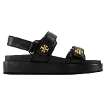 Black Leather Tory Burch Sandals