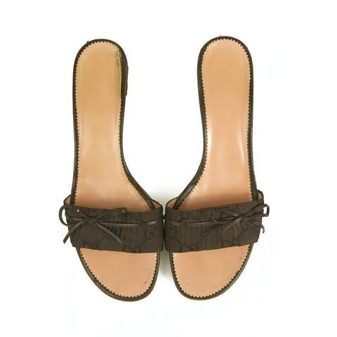 Brown Fabric Gucci Sandals