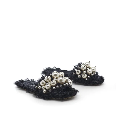 Black Fur Miu Miu Sandals