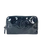 Black Fabric Chanel Cosmetic Pouch