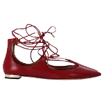 Red Leather Aquazzura Flats