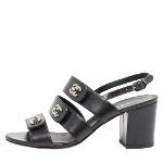 Black Leather Chanel Sandals