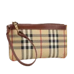 Beige Leather Burberry Pouch