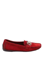 Red Leather Louis Vuitton Flats