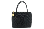 Black Leather Chanel Medaillon