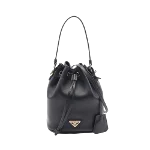 Black Leather Prada Bucket Bag