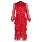 Red Polyester Saloni Dress