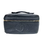 Black Leather Chanel Cosmetic Pouch