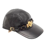 Black Leather Versace Hat