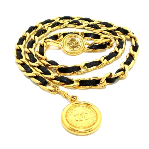 Gold Leather Chanel Belt