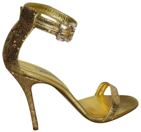Gold Fabric Manolo Blahnik Heels