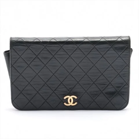 Black Leather Chanel Wallet on Chain