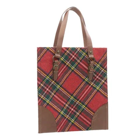 Red Wool Burberry Tote