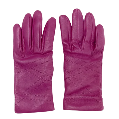 Purple Leather Hermès Gloves