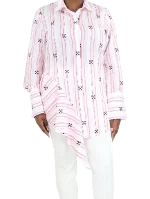 Pink Cotton Off White Shirt